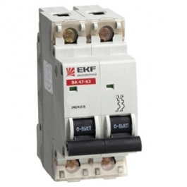 Выключатель автоматический 2п  10А  C 4,5kA ВА 47-63  (под опломбировку) (mcb4763-2-10C)  EKF