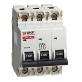 Выключатель автоматический 3п   10А  В 4,5кА ВА 47-63   (под опломбировку) (mcb4763-3-10В)  EKF