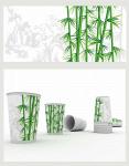"Одноразовые бумажные стаканы для холодных напитков 350 мл с серийным дизайном "Бамбук"