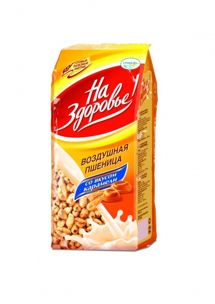 Воздушная пшеница со вкусом карамели На здоровье, готовые полезные завтраки