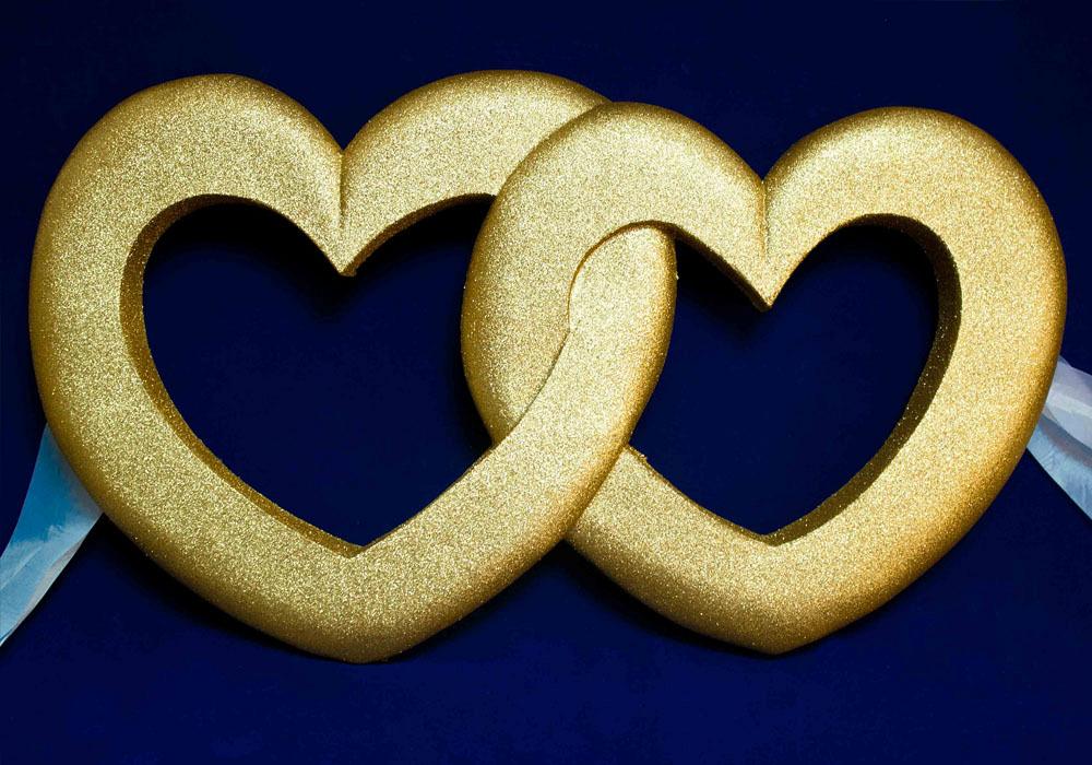 Сердца золото на радиатор сквозные (шир - 58 см, выс - 35 см)
