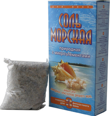 Соль для ванн морская природная с микроэлементами в к/кор- 750 гр (3 фильтр-пакета в 1уп)
