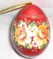 Яйцо пасхальное с ручной росписью на ленте высотой 7 см.