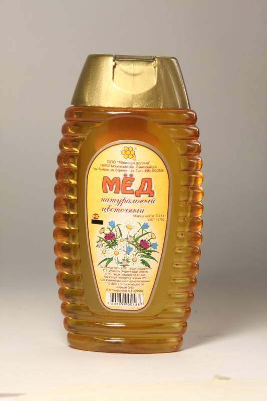 Мед натуральный 0,25 кг в пластиковой банке с дозатором