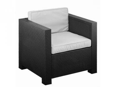 Кресло плетеное Poltrona с подушками, темно-серый (антрацит), 740х660х720 мм, Shaf, Diva
