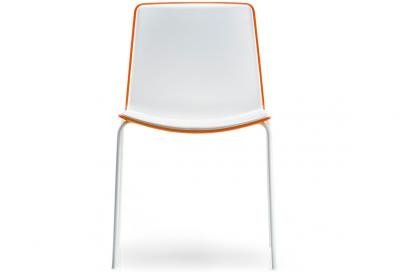 Стул с пластиковым сиденьем, оранжевый, белый, 540х525х805 мм, Pedrali, Tweet