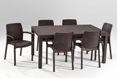 Стол обеденный пластиковый Melody Table, коричневый, 1610x950x750 мм, Keter