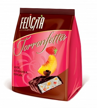 Конфеты Felicita Torronfetta ягоды клубники и бархатистый персик 250 г,