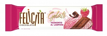 Шоколад молочный Felicita Gelato Tramonto al Lampone 44 г. с начинкой со вкусом Малинового мороженого