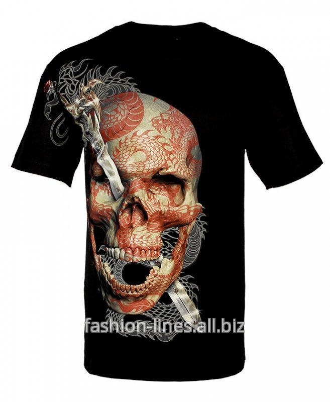 Мужская футболка Dragon Skull с черепом на фоне дракона