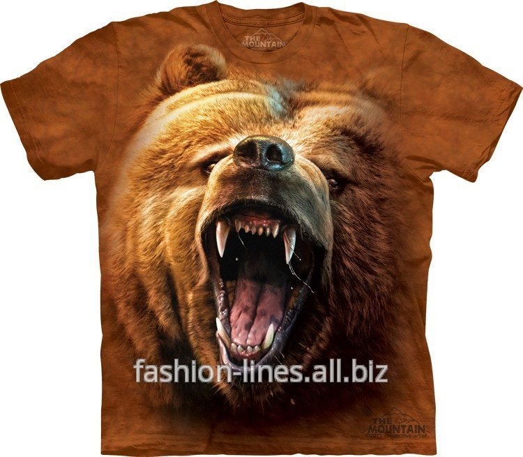 Мужская футболка The Mountain Grizzly Growl с мордой ревущего медведя
