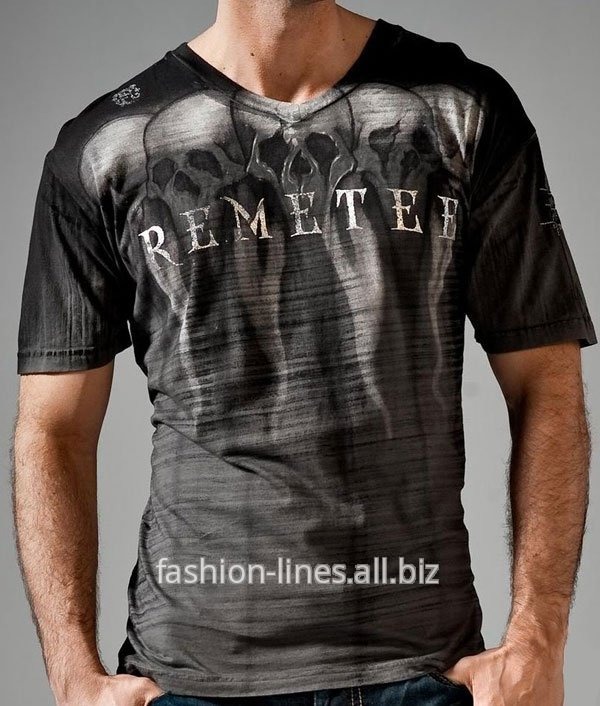 Раритетная мужская футболка Remetee Line Up с черепами