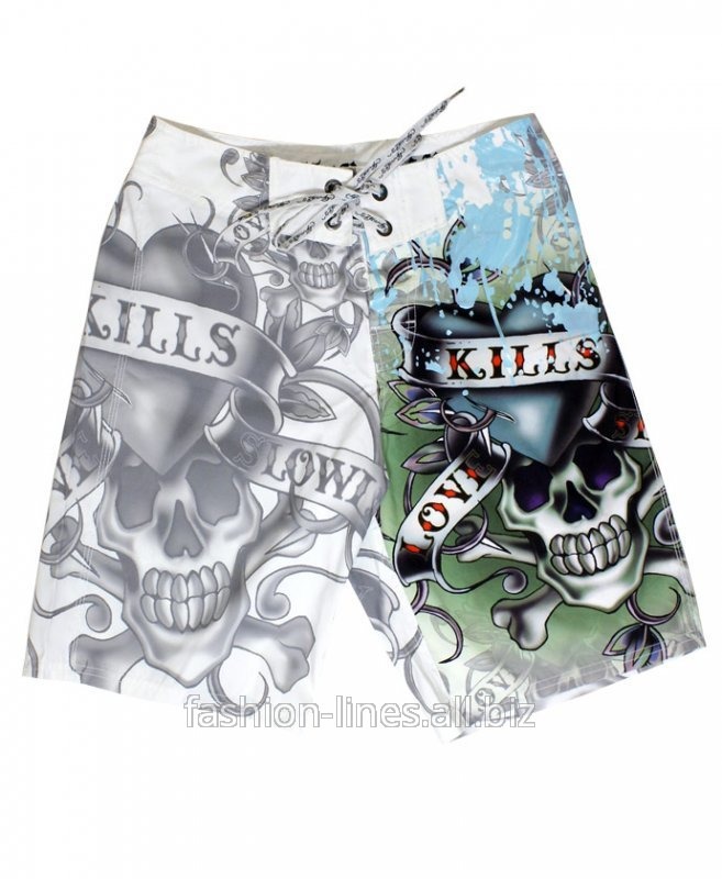 Яркие шорты Ed Hardy Love kills slowly с черепами