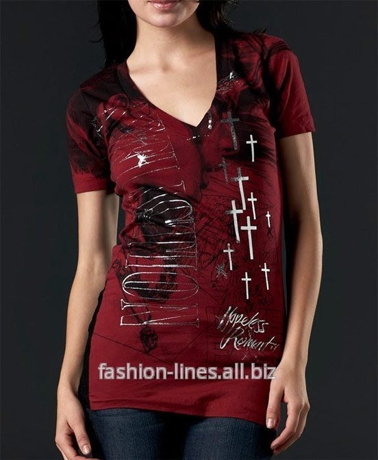 Женская футболка Affliction Muse and Abuse с полупрозрачной тканью на спине