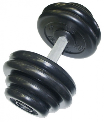 Черная неразборная гантель MB Barbell MB-FdbM-B63,5