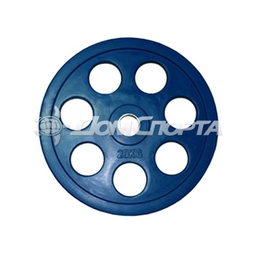 Олимпийский диск евро-классик с хватом ромашка Oxygen Fitness 20 кг. (обрезиненный, синий, d51мм.)