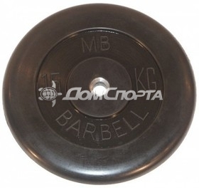 Диск обрезиненный 50мм 15 кг MB Barbell MB-PltB50-15