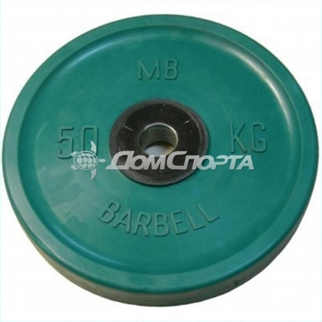 Диск обрезиненный, евро-классик, зелёный, 50 кг MB Barbell MB-PltCE-50