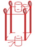 Биг-бэг четырехстроповый верх крышка с загрузочным люком днище с разгрузочным люком