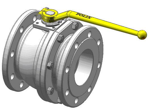 Шаровый кран фланцевый на газ полнопроходный POLIX KPN-G DP VX PX/PB
