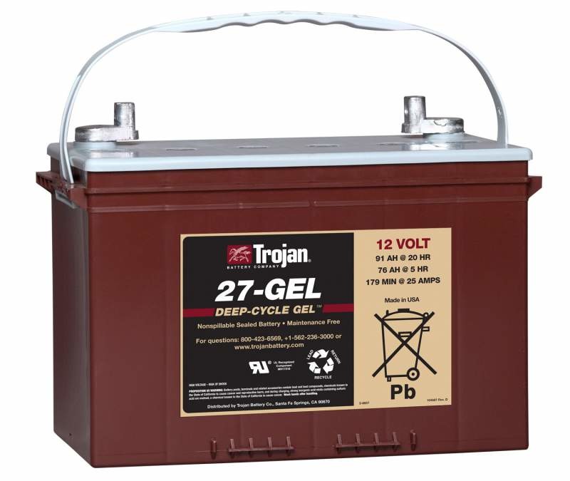 Тяговая не обслуживаемая свинцово кислотная аккумуляторная батарея Trojan 27-GEL