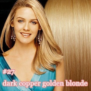 Натуральные волосы на заколках темно-золотистый блондин