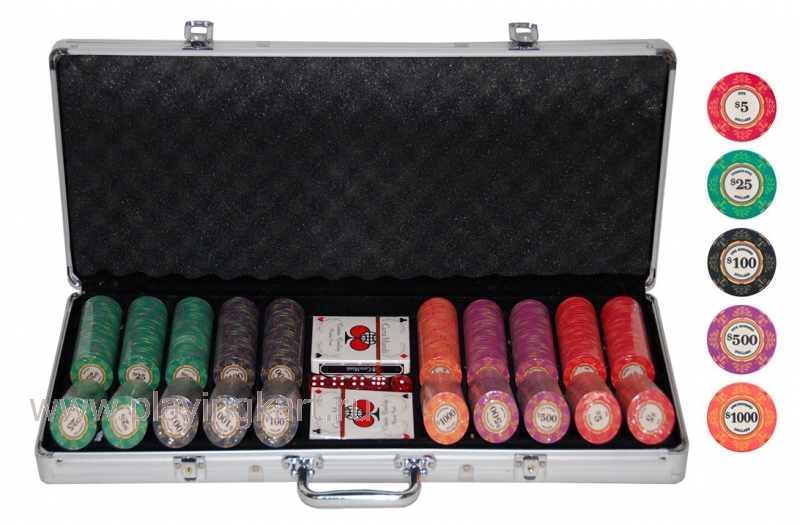 Покерный набор на 500 керамических фишек с номиналом ГД8