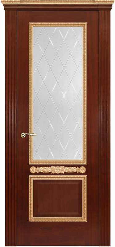 Дверь Капри со стекло Rombi и декором Лев