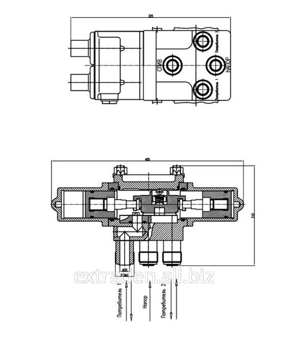 Распределитель 4-х ходовой двухпозиционный штуцерный с электромагнитным управлением