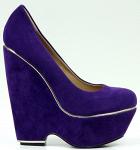 Туфли черные женские на платформе фиолетового цвета  bs000