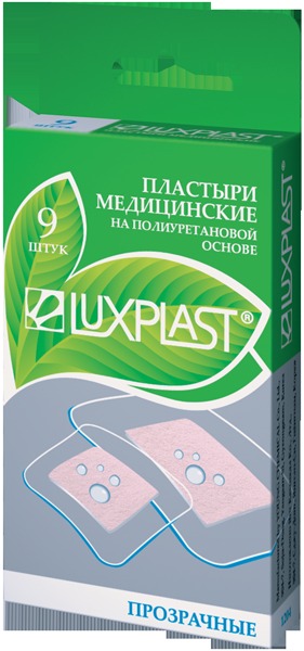 Пластыри LUXPLAST набор ПРОЗРАЧНЫЕ на полиуретановой основе прозрачные (ассорти) 9 шт.