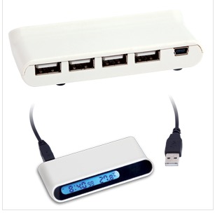 Разветвитель USB  на 4 порта с часами и термометром