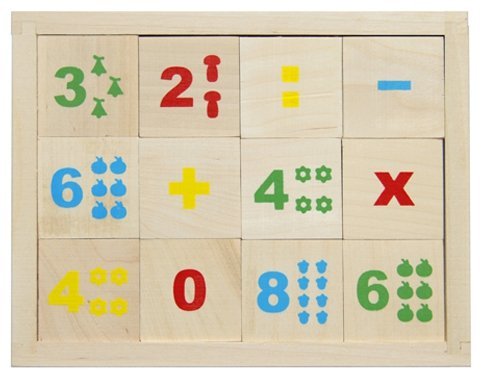 Кубики "Математика" деревянные неокрашенные, 12 шт. в наборе