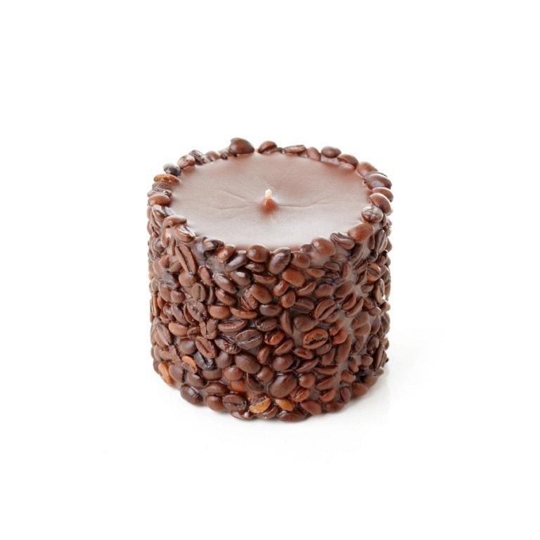 Свеча ручной работы «Кофе» круглая с коричневой начинкой арт. с-250