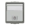 Выключатель delta flache 10а 250в навесного монтажа ip44 с защитой от брызг с контрольной лампой и панелью для надписи 1 клавиша для вкл/выкл из 2-х мест (в компл. 2 окна прозрачное и с символом)