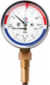 Термоманометр ТМТБ-31Р.2 (0-120С) (0.. 1,0 МПа) G1/2.2,5