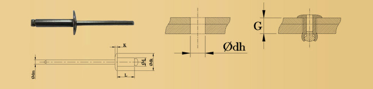 Заклепка широкий бортик (нержавеющая сталь/ нержавеющая сталь (A2/A2))