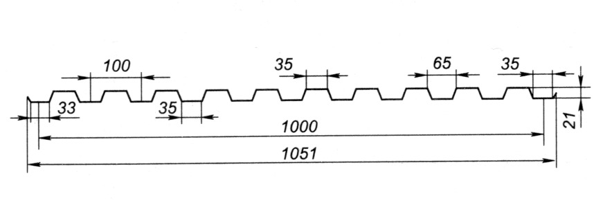 Лист профилированный С21-1000 ГОСТ 24045-2010