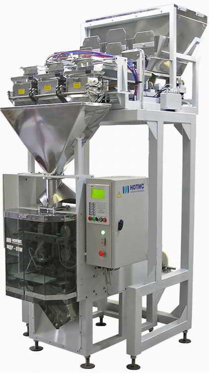 Весовой упаковочный автомат для фасовки крупнокусковых продуктов с повышенной точностью в полиэтиленовую пленку МДУ-НОТИС-01-440/520*-2К-3МП