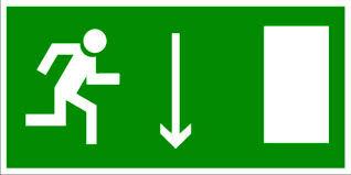Эвакуационный знак, код  E 09 Указатель двери эвакуационного выхода (правосторонний)