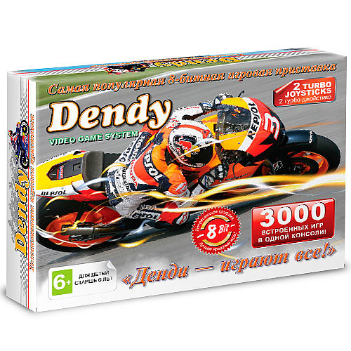 Dendy Junior 3000-in-1 (8-bit) - это восьмибитная игровая телевизионная приставка, самая популярная