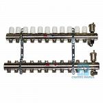Коллекторный блок с регуловочными и ручными запорными клапанами Valtec на 11 контуров