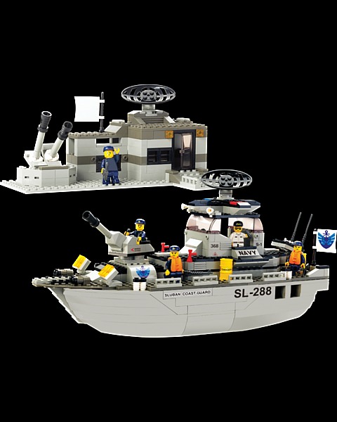 Детский конструктор Sluban ВМФ Военно-Морской Флот «Фрегат береговой охраны» M38-B0122